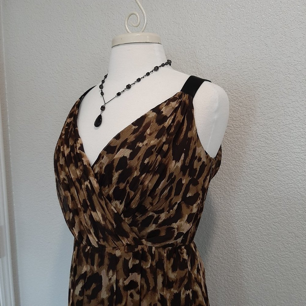 NWT Jones New York Cheetah Pattern Silk Midi Dress - Picture 5 of 14